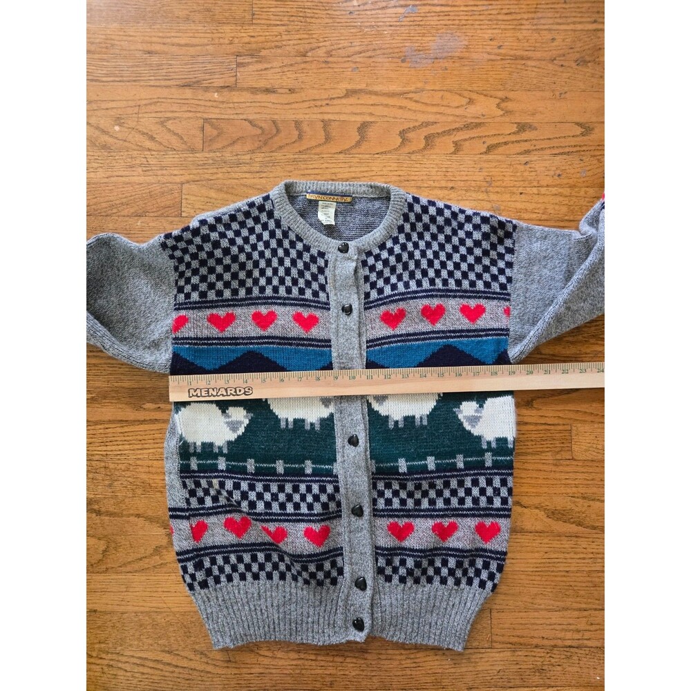 Vtg Bryn Connelly Wool Blend Country Sheep Knit Cardigan Sweater Size Medium - Picture 5 of 6